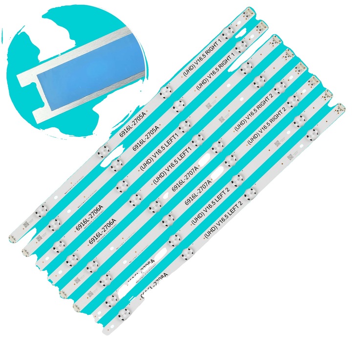 Banda LED backlight 977 mm, 8 LED, 3V, compatibila cu multiple modele, CE certificat, Alb