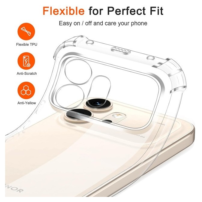 Husa Upzz® Shock Armor Compatibila Cu HONOR 600 PRO, Protectie Sporita, Silicon, Transparenta