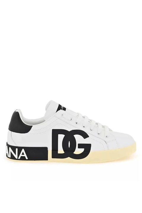 Sneakers barbati, Dolce & Gabbana Portofino, Piele Vitel, 41, Alb