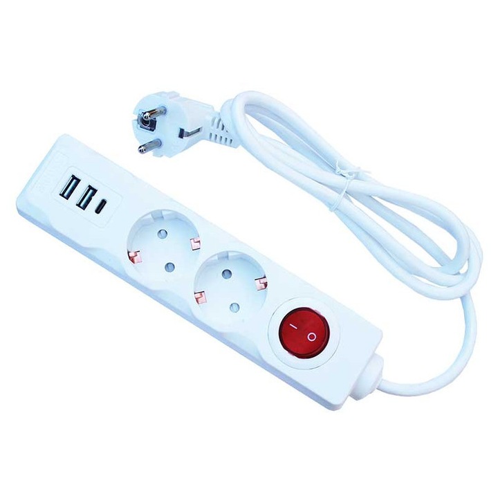 Prelungitor 2cai cu USB+tip C 1, 5m