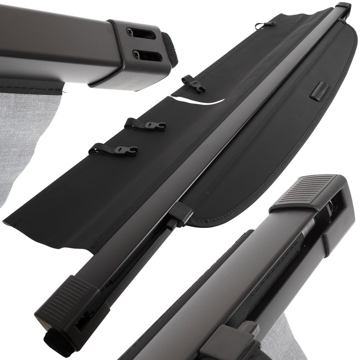 M Modecar csomagtérroló Honda CR-V III (2006-2012) modellekhez, fekete fém kazetta, fekete PVC anyag, kazetta szélessége 138-143 cm, anyag szélessége 128 cm, fekete