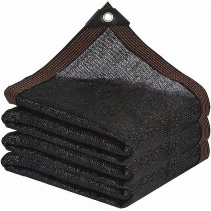 Plasa de umbrire 4x8 m, din hdpe, respirabila, protectie UV 90-95%, margini ranforsate cu colturi intarite, negru, 1 buc