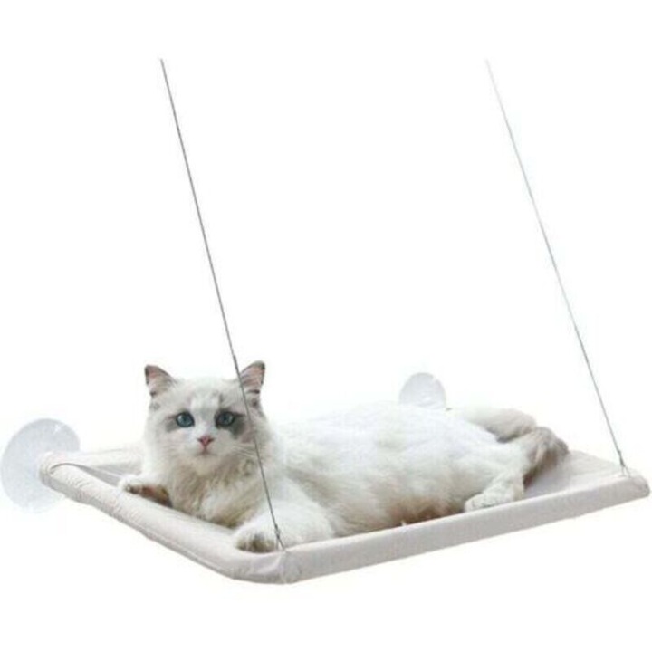 Cuib pisici montat pe fereastra cu ventuze, suport confortabil, 40x25cm