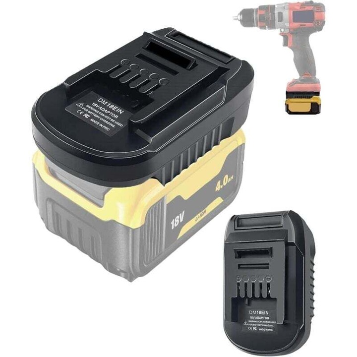 Адаптер за батерия конвертор Milwaukee 18V Dewalt 20V към Einhell 18V 12.5x9x6.5cm черен