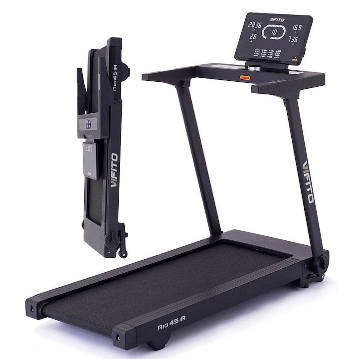 Banda de alergare / treadmill VIFITO Rio 45 iR, motor 4,1 HP, viteza max. 18 km/h, inclinare electrica 0-15%, pliabila, negru