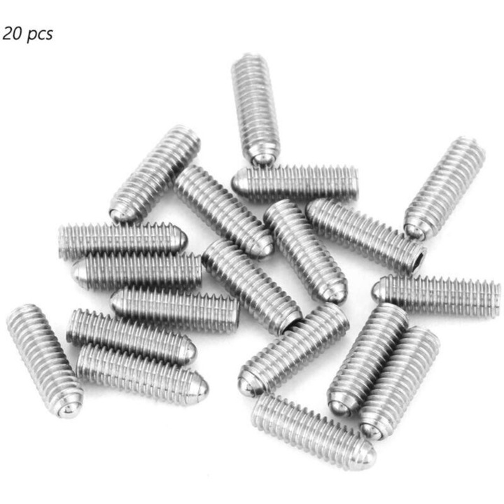 Set 20 suruburi cu bila filetat M4 x 12 mm, otel inoxidabil, hexagonal cu arc, Inox