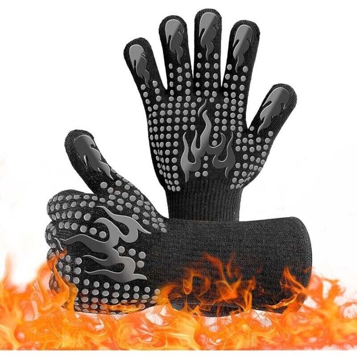 Hőálló konyhai kesztyű 800°C, csúszásmentes, fekete, univerzális méret