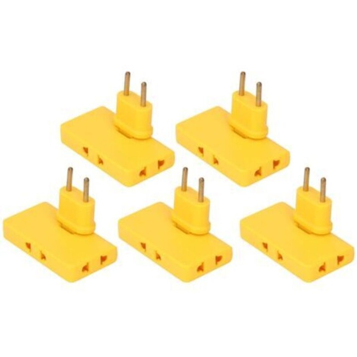 Adaptor prize EU set 5 piese galben 180 grade 110-250V