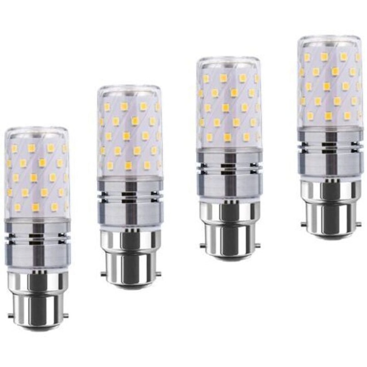 4 db B22 LED izzó készlet, 12W, meleg fehér 3000K, 1200lm, dekoratív