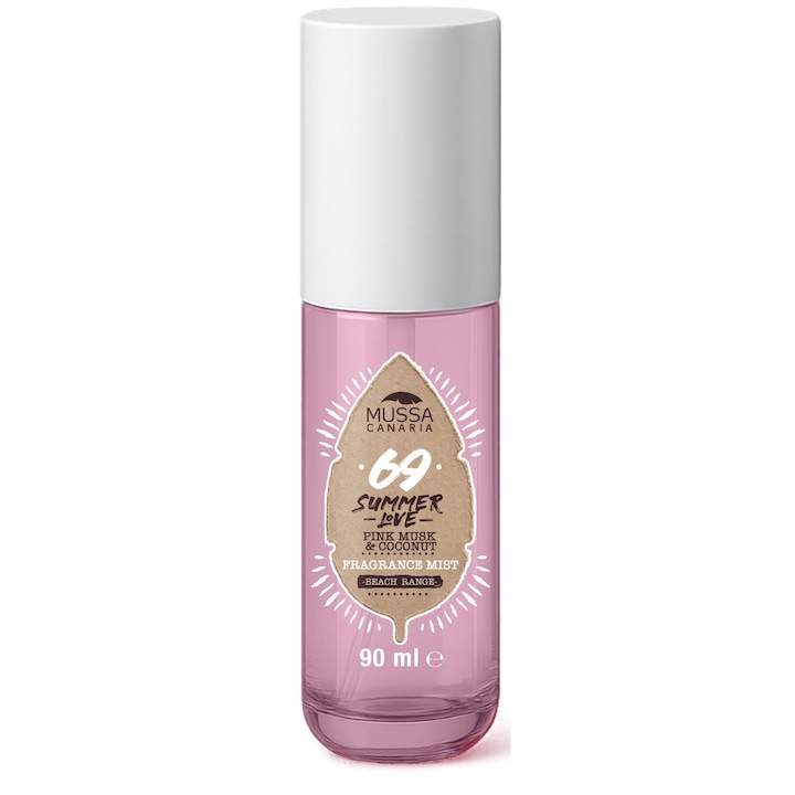 Spray pentru corp și păr Mussa Canaria Beach Range, Summer Love 69, Mosc roz și Cocos, 90 ml