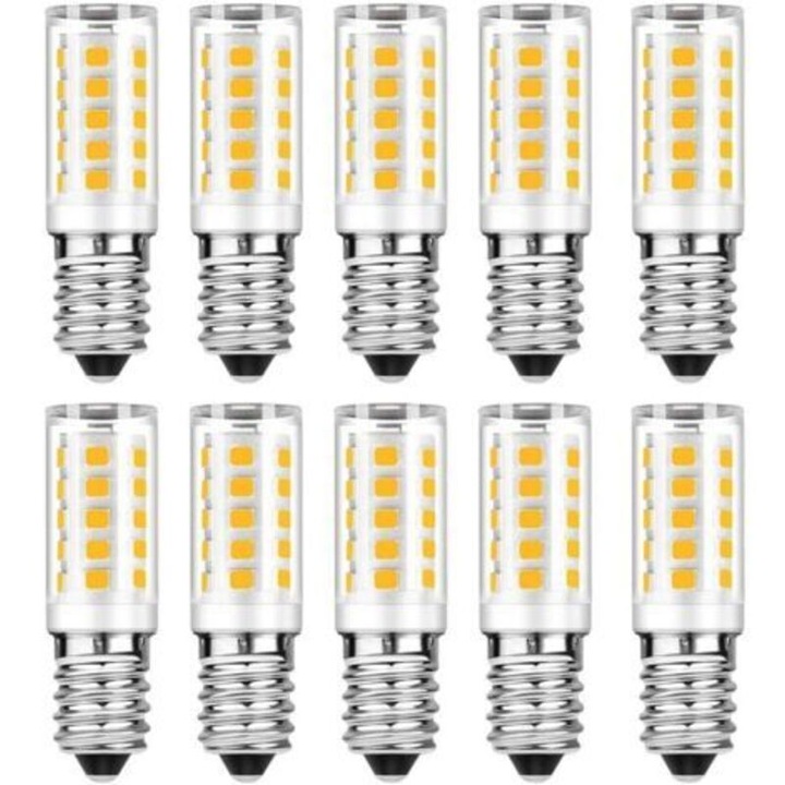 Bec LED E14, LED lámpa 5W (50W-nak megfelelő), 400 lm, hideg fehér 6000K, nem szabályozható, 10 darabos szett