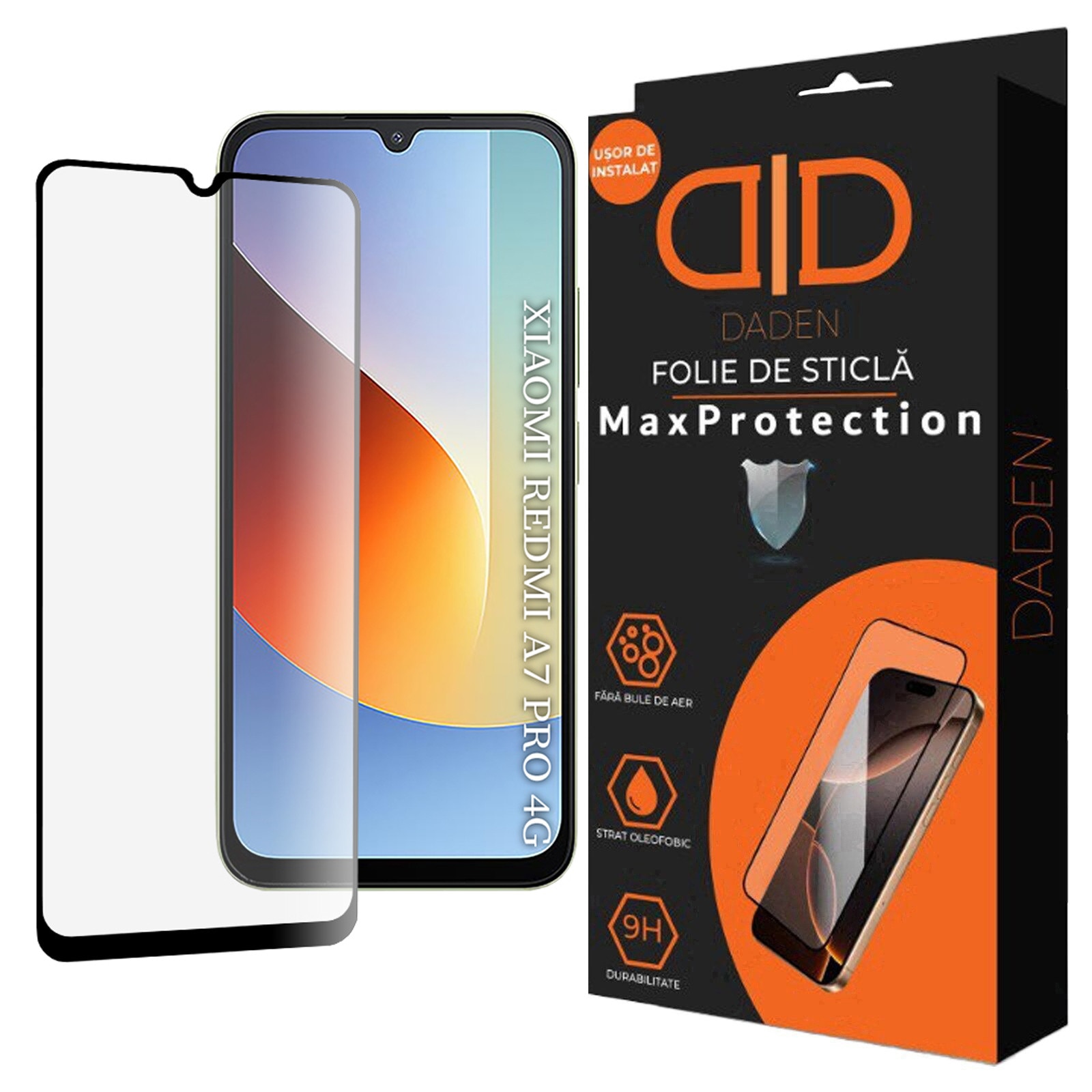 Folie Sticla pentru Xiaomi Redmi A7 Pro 4G Daden MaxProtection, Full Cover, Protectie Profesionala, Ultra Rezistenta, Calitate Premium, Transparenta