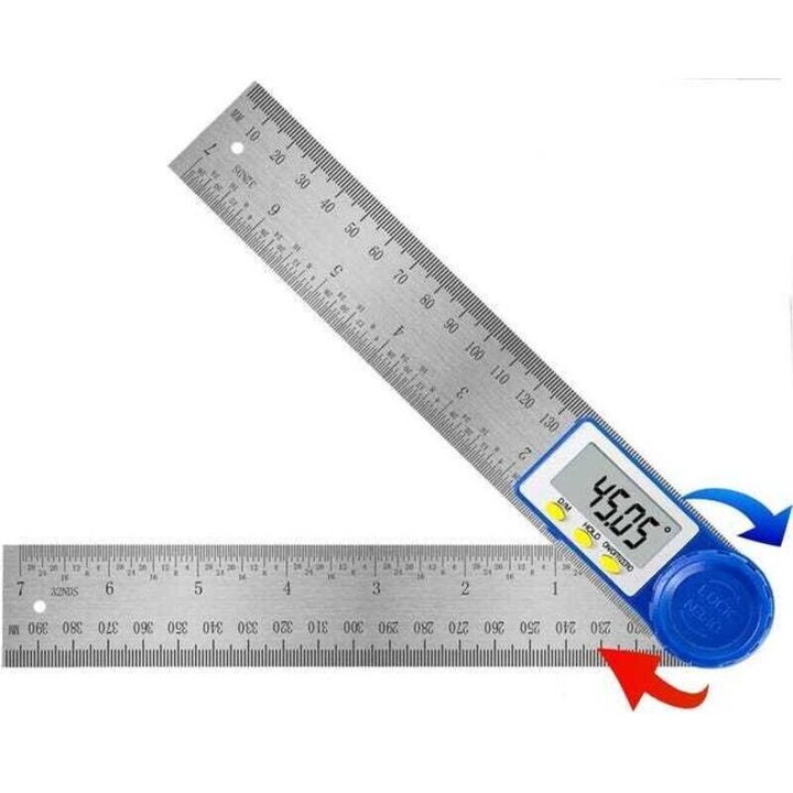 Unghiometru digital 2-in-1, otel inoxidabil, 400mm, afisaj LCD, unghi 360°