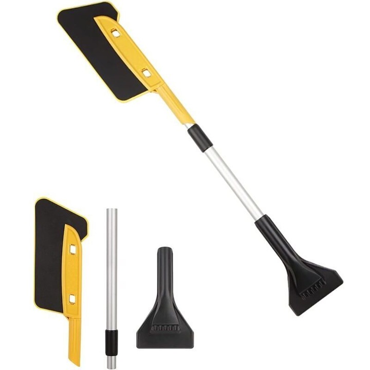 Lopata multifunctionala pentru zapada, perie EVA, racleta ABS, negru, 30x15cm