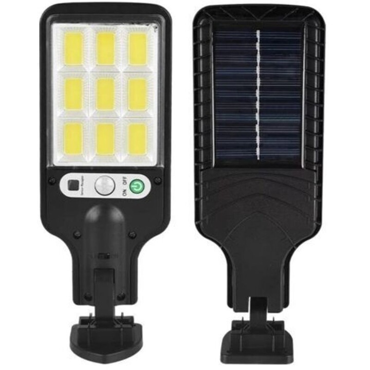 Lampa solara de gradina, lumina de exterior cu panou solar, cu senzor de miscare, IP65 rezistent la apa, negru, 1 buc