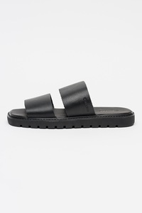 CALVIN KLEIN, Papuci de piele cu varf patrat, Negru antracit, 44