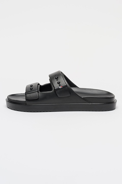 Tommy Hilfiger, Papuci cu barete ajustabile, Negru