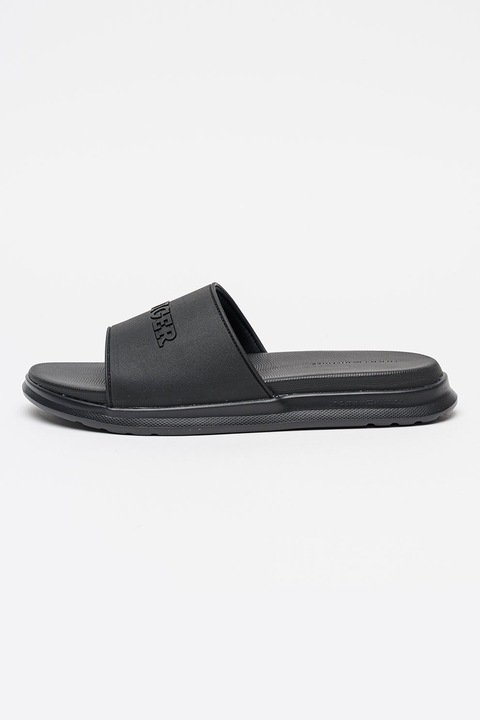 Tommy Hilfiger, Papuci cu logo Dual Density, Negru