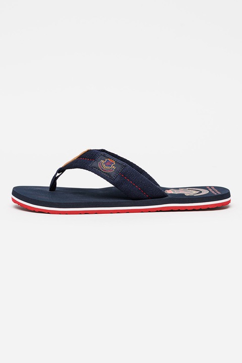Tommy Hilfiger, Papuci flip-flop cu logo si aplicatie, Bleumarin