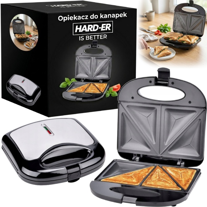 Szendvicssütő 1000 W tapadásmentes lapok 2 szendvicshez automatikus hőmérséklet-szabályozás a ropogós pirítósokért