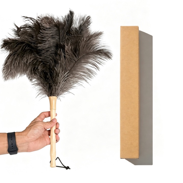48 cm, pene de strut, pentru curatare, manual, cu pene naturale pufoase, reutilizabile, pentru uz casnic