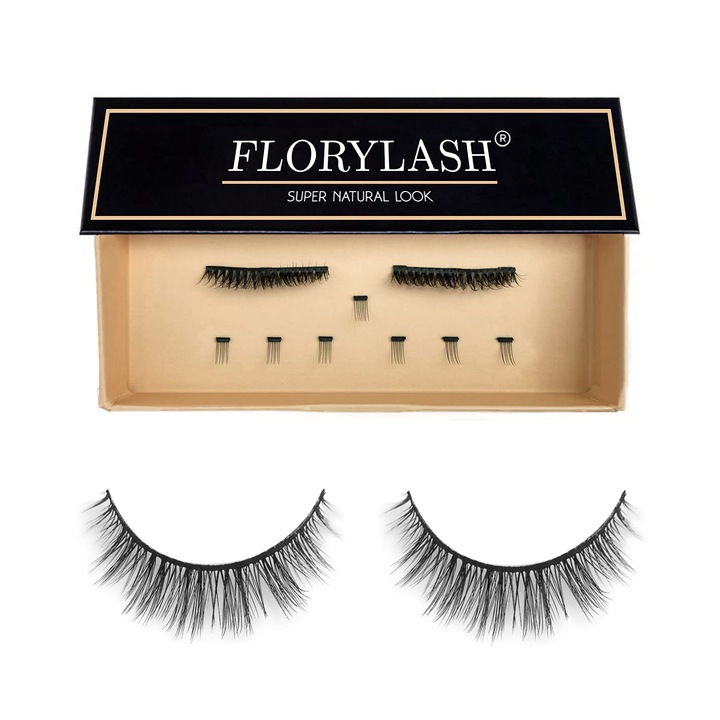 Mágneses szempillák, FLORYLASH, természetes megjelenés, 3 mágnes, újrahasználható