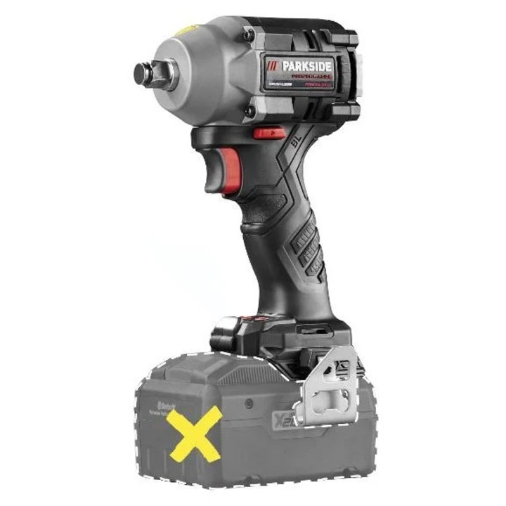 Masina de insurubat cu impact fara fir PARKSIDE PERFORMANCE® 20 V, Cuplu maxim:aprox. 600 Nm, Niveluri de cuplu:Preselectie (2 etape): 120 / 400 Nm, Frecventa de bate:0-1800 min -1 / 0-3550 min -1