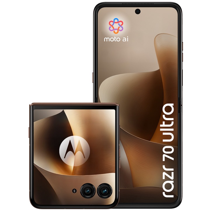 Telefon mobil Motorola razr 70 ultra, 512GB, 16GB RAM, 5G, PANTONE Cocoa