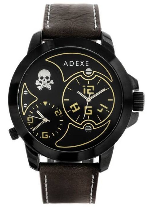 Ceas barbati Adexe ADX-1613A-4A negru maro 50x56mm
