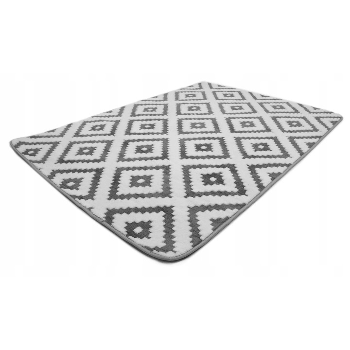Covor, elSimone, 200 x 290 cm, Gri Si Argintiu, Suprafata Poliester + Poliamida Microfibra Super-Soft, Baza Antiderapanta, Greutate Totala 890 G/M2, Dublu Nivel, Structura Densa A Covorului
