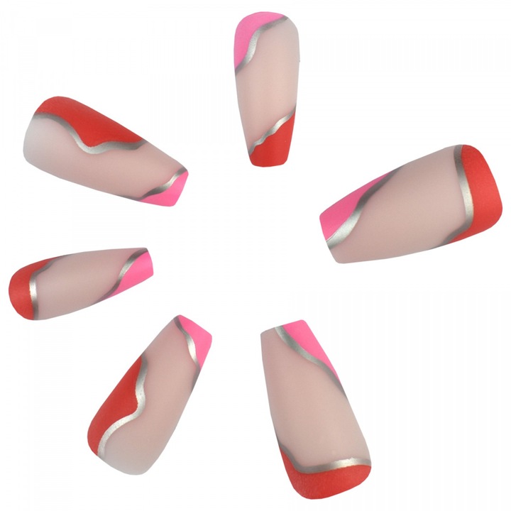 Unghii false Bellezza Nails set 24 buc modele diverse multicolor