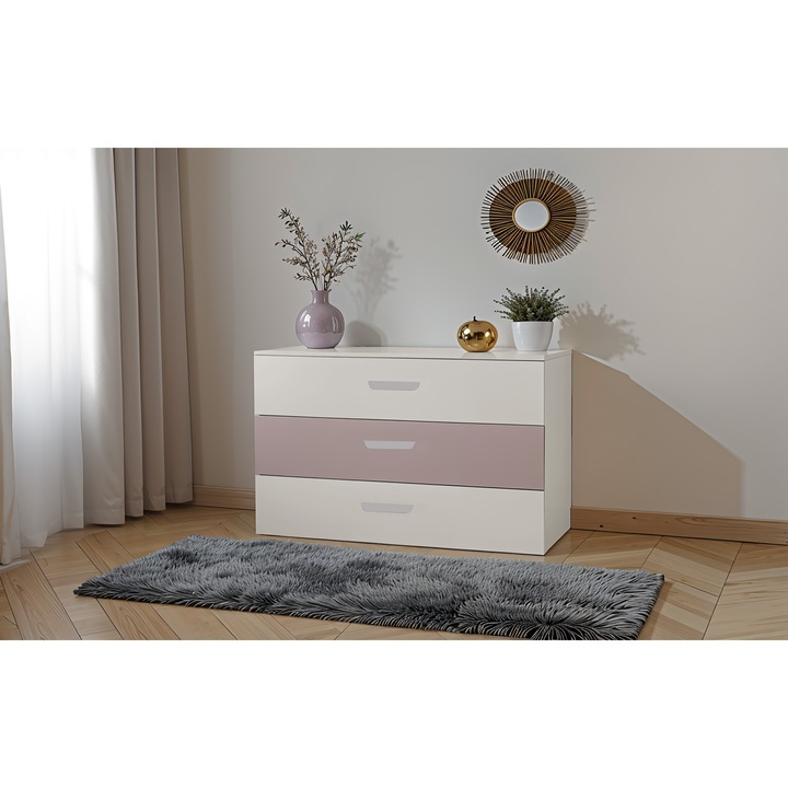 Comoda cu sertare Lumio pentru camera de tineret (Casmir + roz) - eMAG.ro