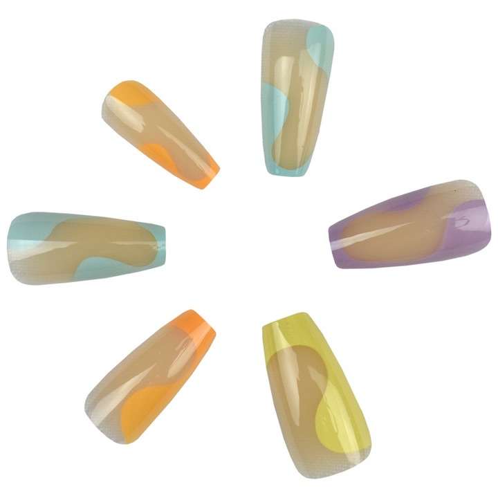 Unghii false Bellezza Nails set 24 buc modele diverse multicolor