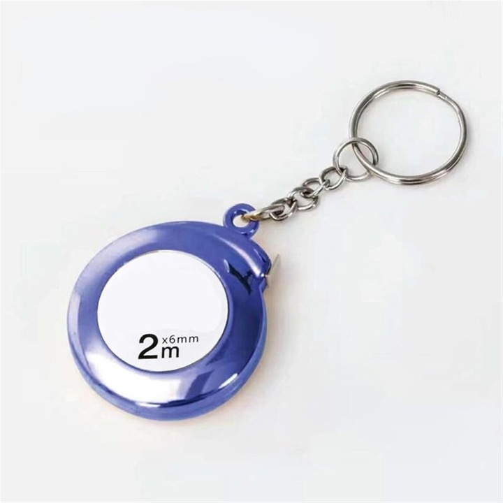 Ruleta mini 2m albastru portabil breloc