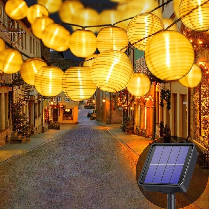 Lampi solare sir exterior 6.5m 30 LED-uri multicolor impermeabil