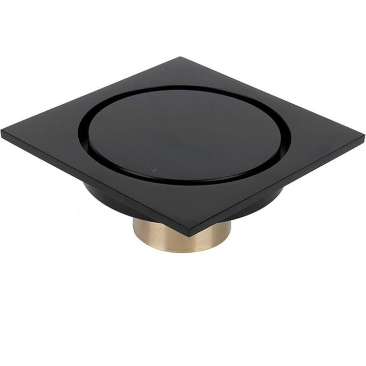 Scurgere pardoseala patrata cu capac rotund, cu filtru, cupru, 10x10cm