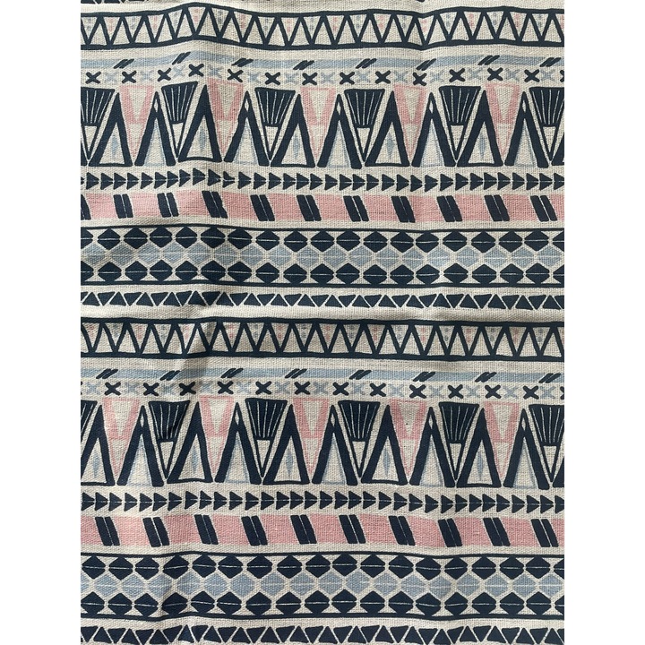 Țesătură de in, SimplyTexGoGlobal, geometric tribal multicolor, lățime 50 cm