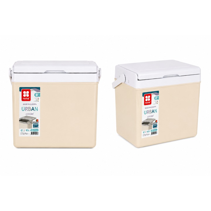 Lada Frigorifica DEM Snow, Portabila 8L cu Izolare Termica, 28.5 x 19.5 x 21.5 cm, Plastic Rezistent si Interior Izolat, Crem