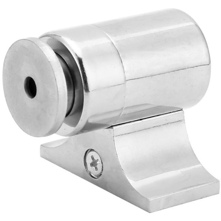 Opritor/stoper podea magnetic pentru usi grele, din aliaj de zinc grosit, magnet puternic, cu arc pentru absorbtia socurilor si reducerea zgomotului, argintiu, 50x25x45 mm