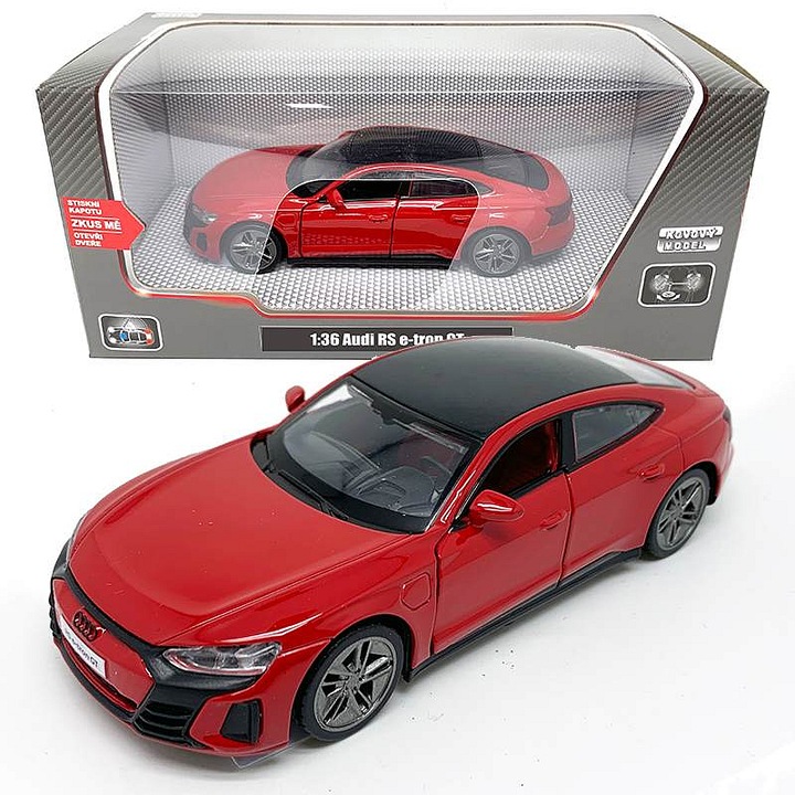 Fém autómodell Sparkys Audi RS e-tron GT 1:36, fény- és hangeffektekkel, nyitható ajtókkal, piros/fekete