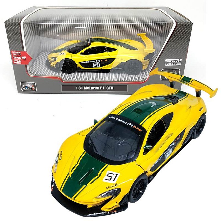 Modell fém McLaren P1 GTR Sparkys 20x9x9cm hanggal és fénnyel