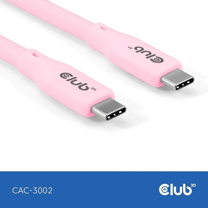 Club 3D USB-C 4.0 kábel, 20Gbps, 4K60Hz, 240W, rózsaszín, 2m