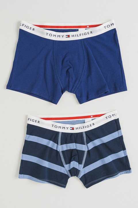 Tommy Hilfiger, Set de boxeri cu banda logo - 2 perechi, Albastru inchis/Bleumarin