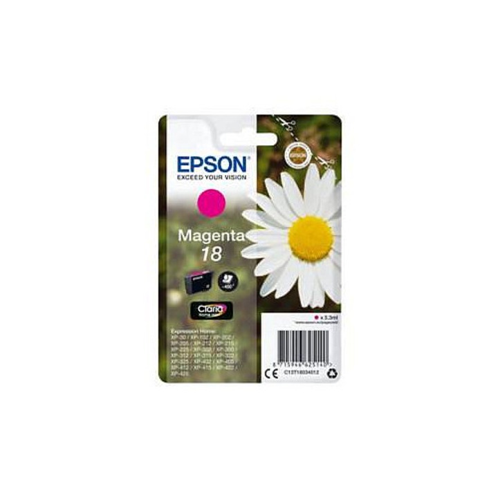 Epson 18 tintapatron, eredeti, buborékcsomagolás RF-fel és akusztikus riasztóval, Magenta, 3.3 ml, Expression Home XP-212/215/225/312/315/322/325/412/415/422/425 modellekhez