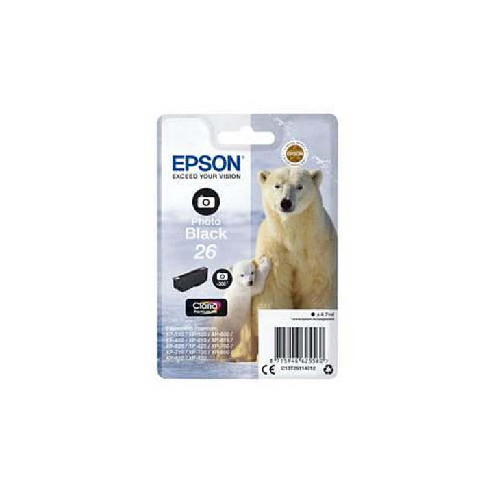 Epson 26 tintapatron, fotó fekete, 4.7ml, riasztós bliszter, Expression Premium-hoz, többszínű