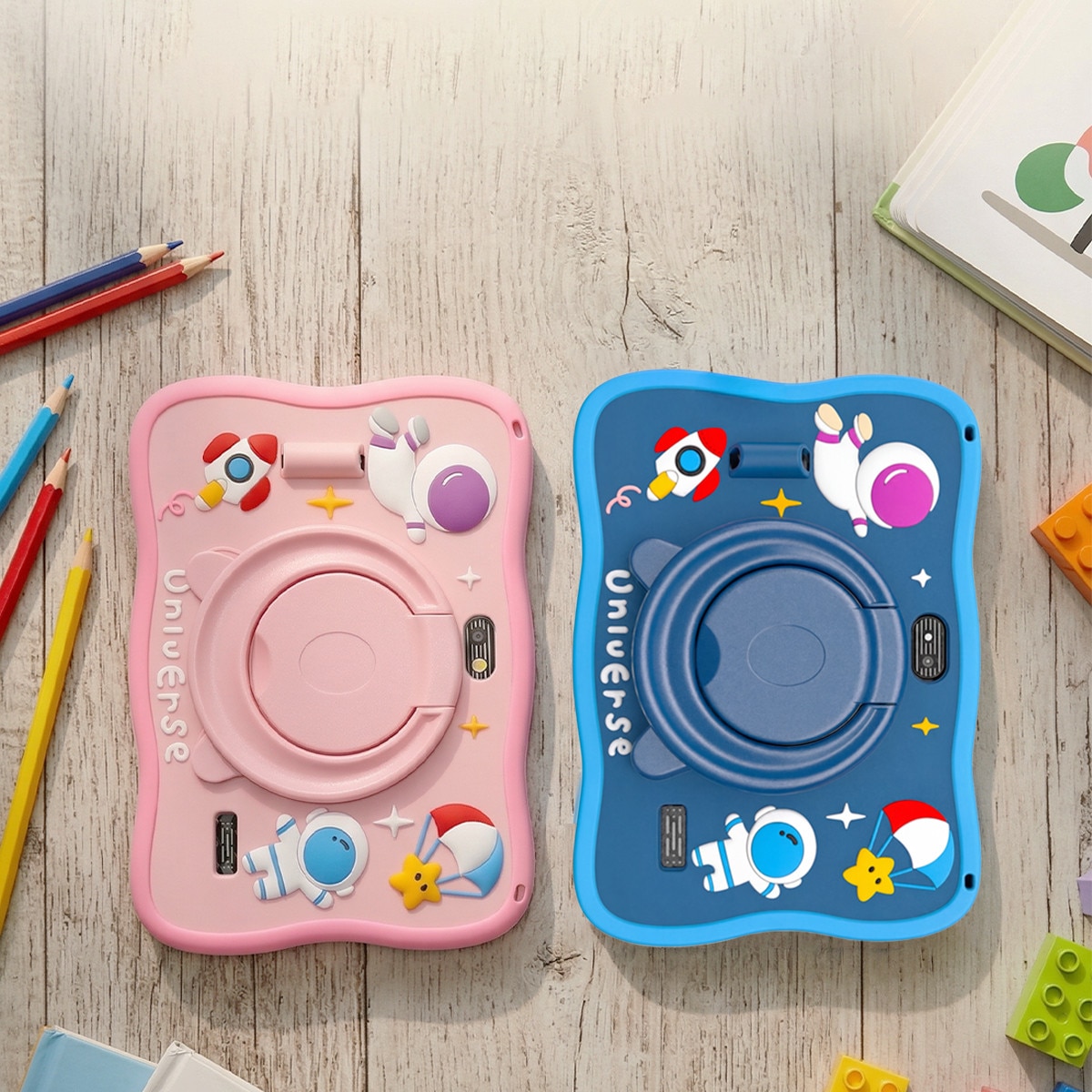 Tableta pentru copii, Ginawe, 8 inch, Android 13, 3-12 ani, 8GB RAM, 128GB ROM (extensibila la 256GB), Software pentru copii preinstalat, Mod de control parental online, Bluetooth, WiFi, albastru, include husa de protectie