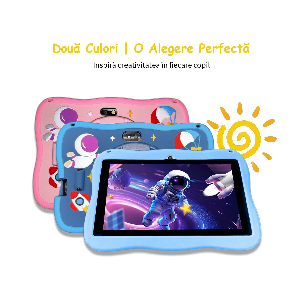 Tableta pentru copii, Ginawe, 8 inch, Android 13, 3-12 ani, 8GB RAM, 128GB ROM (extensibila la 256GB), Software pentru copii preinstalat, Mod de control parental online, Bluetooth, WiFi, albastru, include husa de protectie