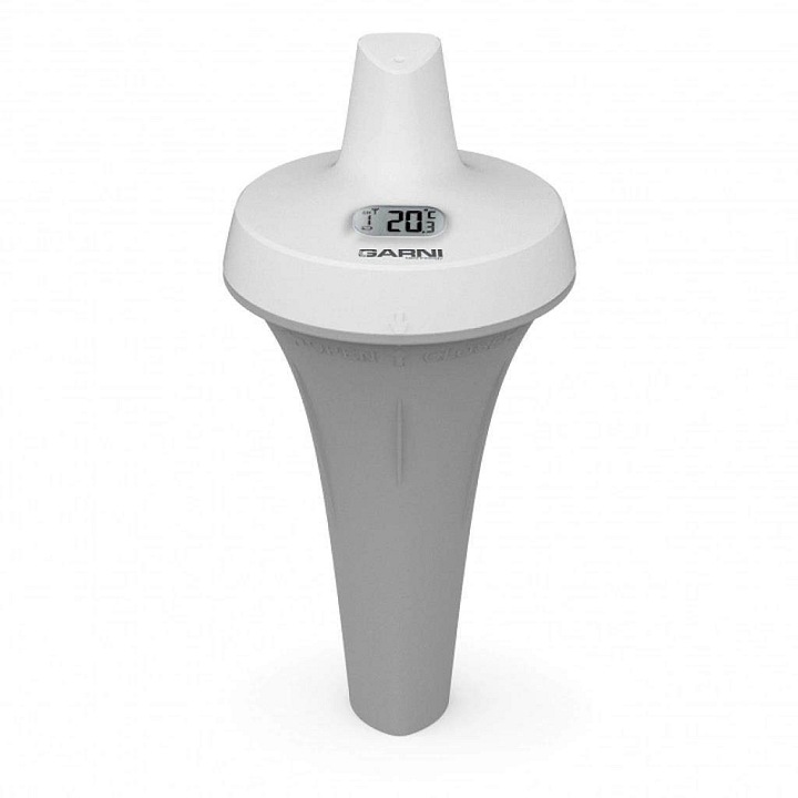Garni Technology 057P medence érzékelő, vezeték nélküli 7 csatornás, IPX7 vízálló, 24x12 mm kijelző, kompatibilis a GARNI 2055/1055/975/1025/419T modellekkel, fehér/szürke
