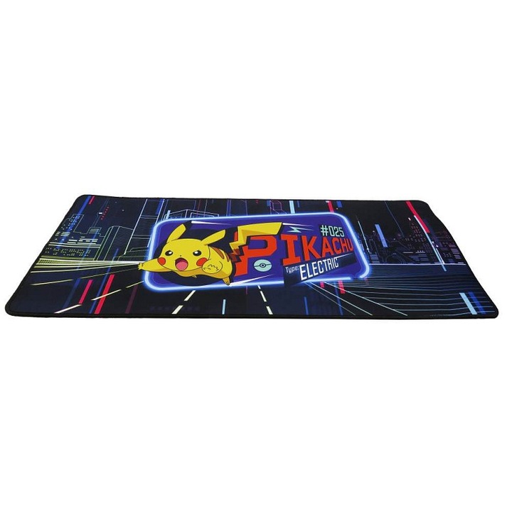 Mouse pad CYP Brand Pikachu, cu baza din cauciuc antiderapant, dimensiune 30×80 cm, negru/multicolor