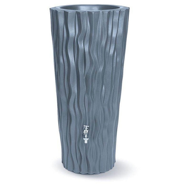 Prosperplast Alana esővízgyűjtő tartály 160 l, hullám textúra, szürke, 54.5x54.5x116 cm